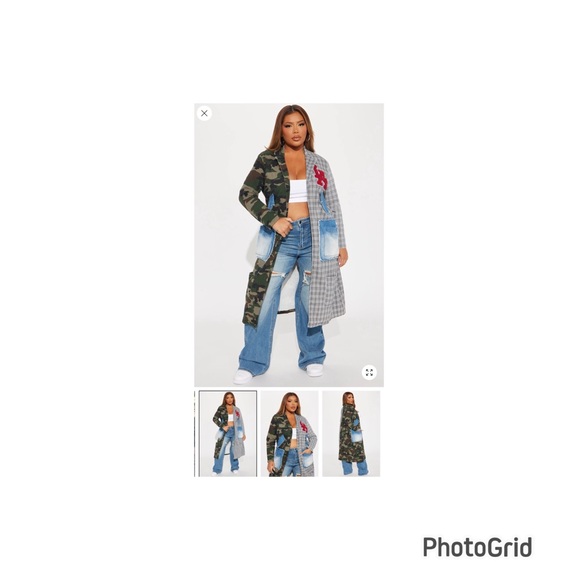 Fashion Nova Camouflage and Plaid Patchwork Blazer - Picture 3 of 5